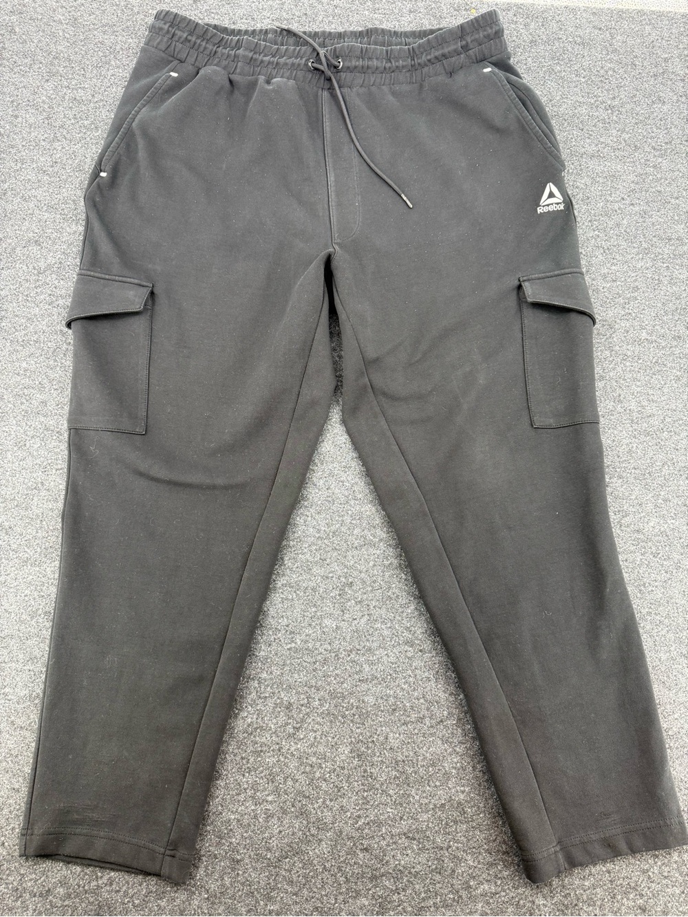 Reebok Men's Black Cargo Joggers with Drawstring Waist